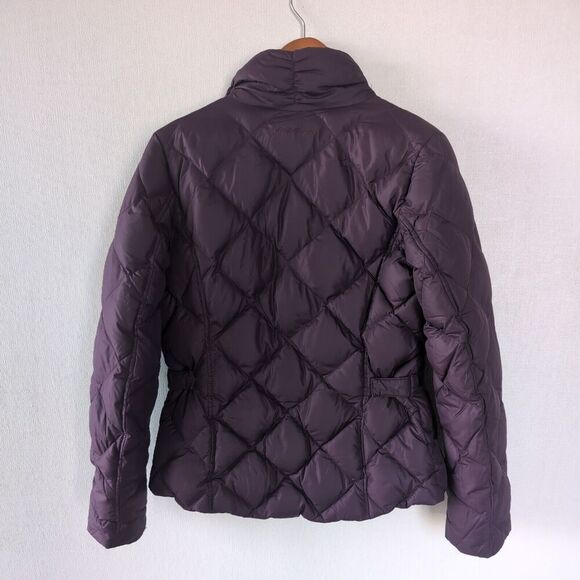 Y2K Eddie Bauer Goose Down Jacket Womens M Purple Bomber Puffy Puffer Coat - Picture 13 of 15